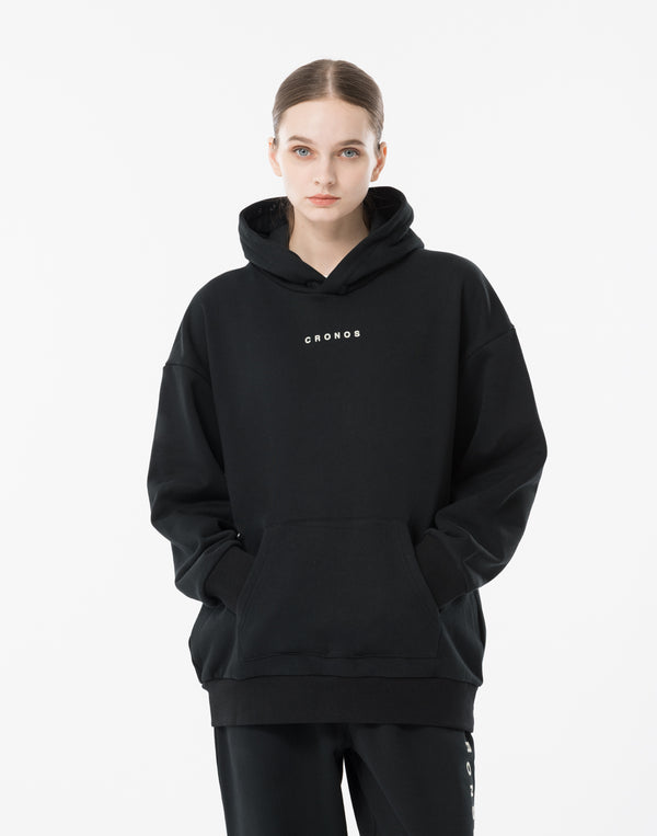 CRONOS WOMEN Neutral Tone Heavyweight Hoodie【BLACK】