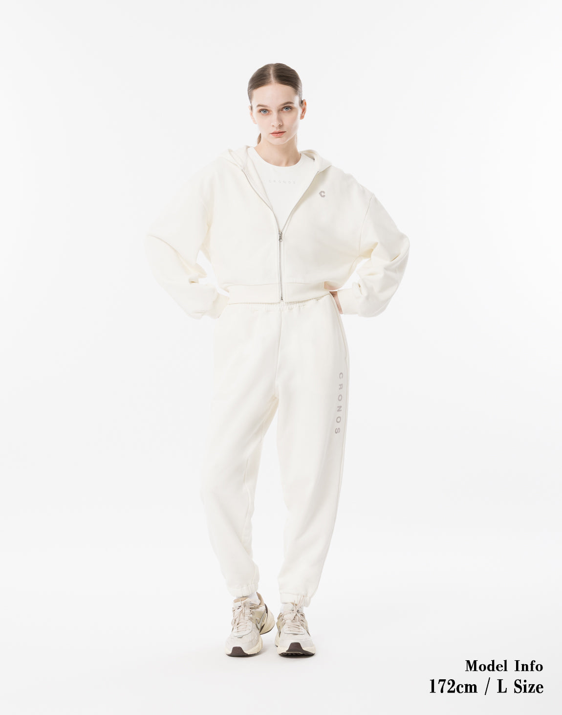 CRONOS フルジップパーカー　白 CRONOS WOMEN Neutral Tone Heavyweight Zip Hoodie【WHITE】