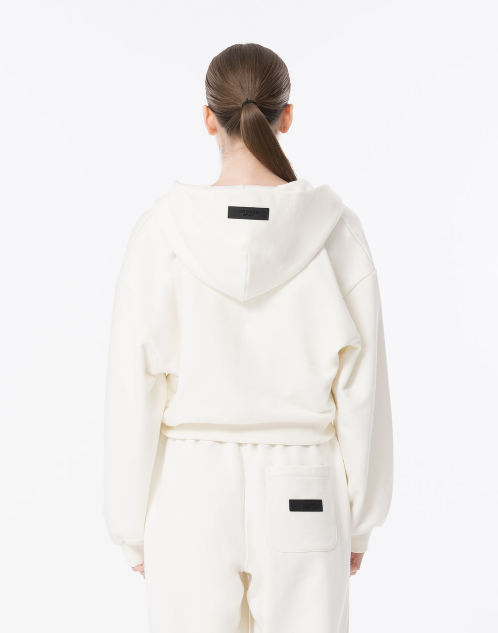 CRONOS WOMEN Neutral Tone Heavyweight Zip Hoodie【WHITE】