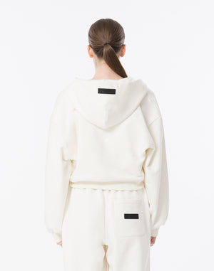 CRONOS WOMEN Neutral Tone Heavyweight Zip Hoodie【WHITE】