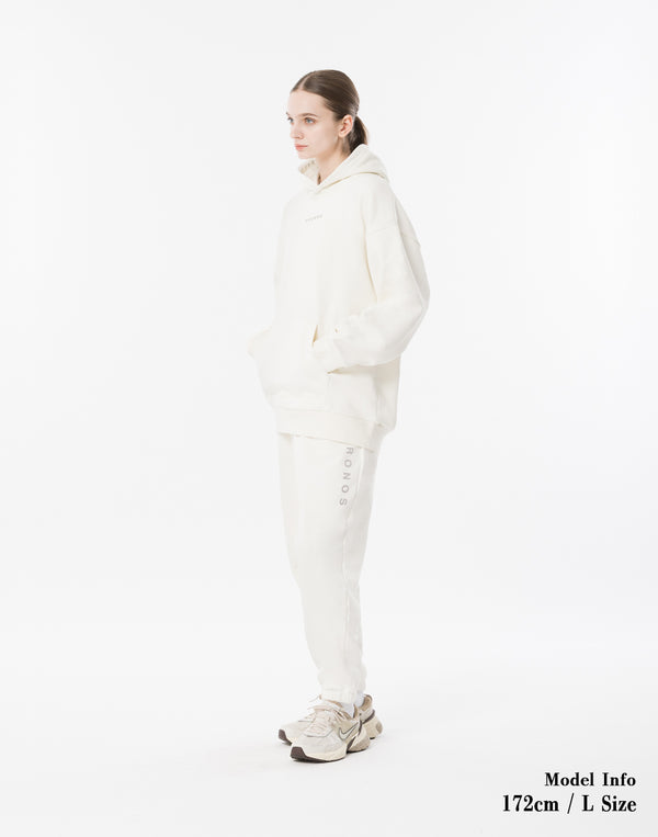 CRONOS WOMEN Neutral Tone Heavyweight Hoodie【WHITE】