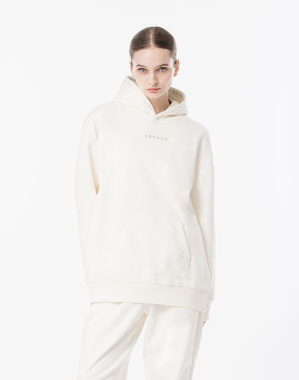 CRONOS WOMEN Neutral Tone Heavyweight Hoodie【WHITE】