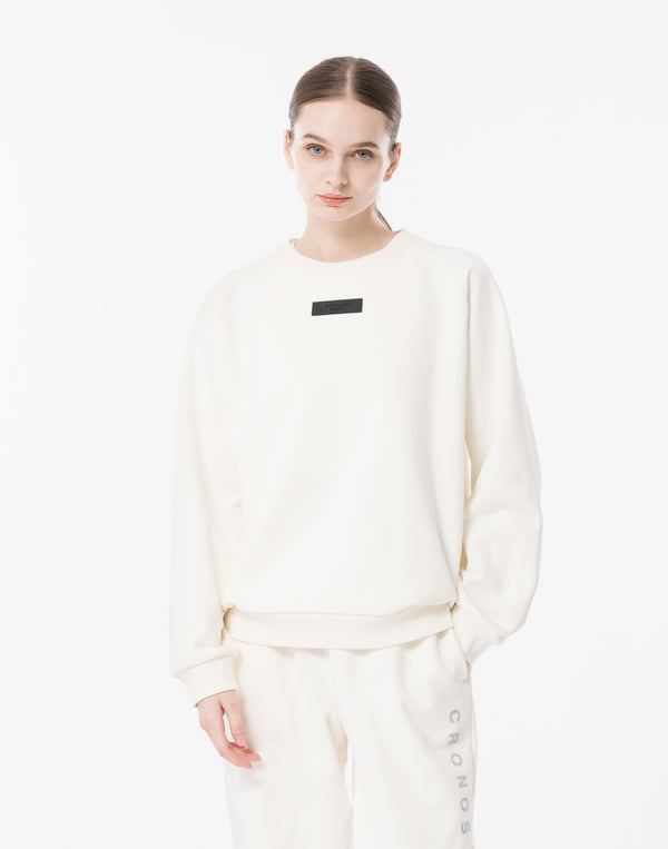 CRONOS WOMEN Neutral Tone Heavyweight Sweat【WHITE】
