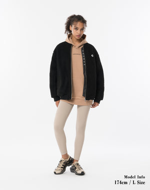 CRONOS WOMEN Oversized Boa MA-1【BLACK】