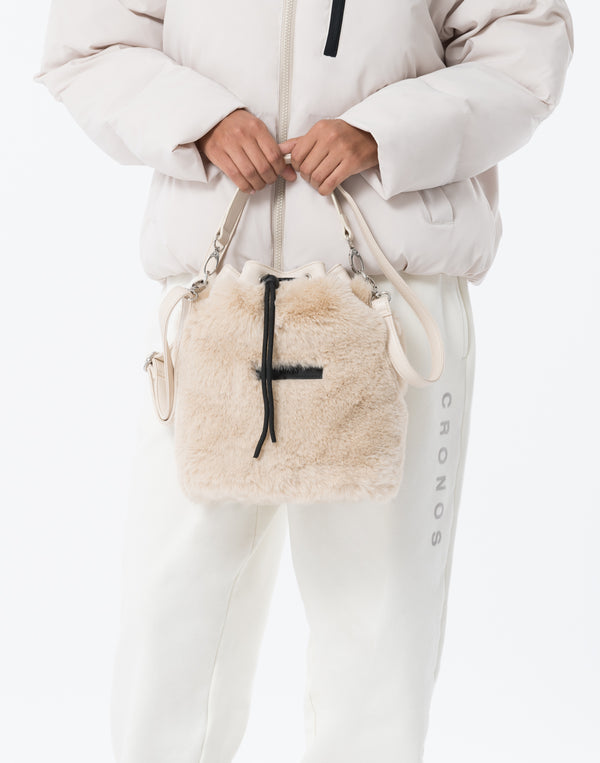 CRONOS WOMEN Chic Faux Fur Bag【BEIGE】