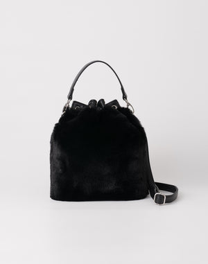 CRONOS WOMEN Chic Faux Fur Bag【BLACK】