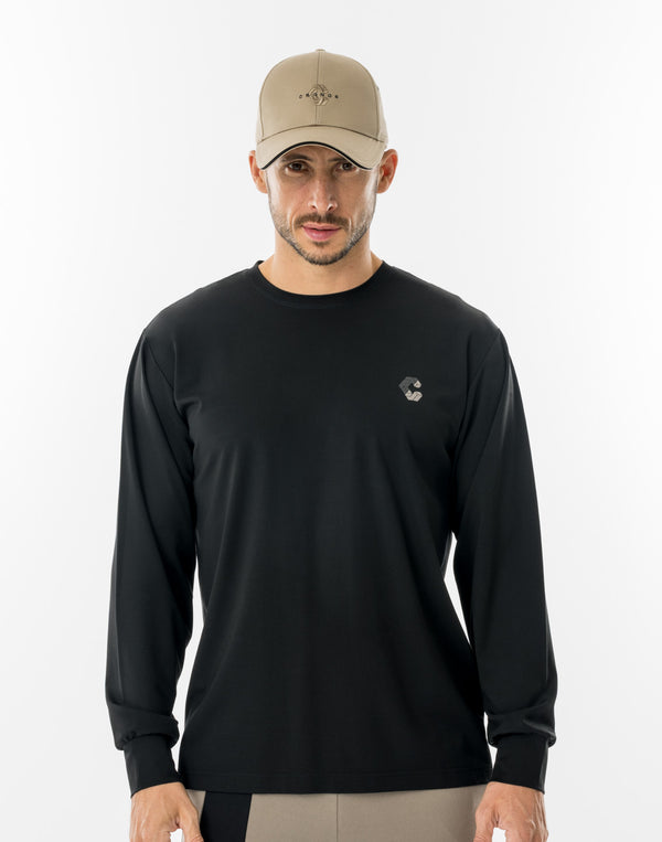 CRONOS LUMINA FIT L/S TEE【BLACK×TAUPE】