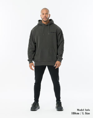 CRONOS PATCHWORK HOODIE【V BLACK】