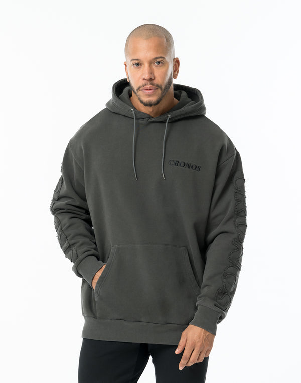 CRONOS PATCHWORK HOODIE【V BLACK】