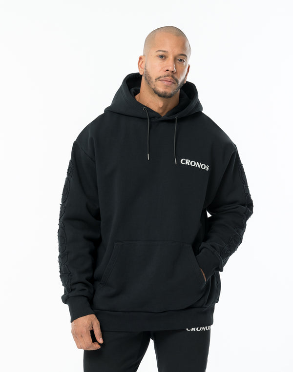 CRONOS PATCHWORK HOODIE【BLACK】