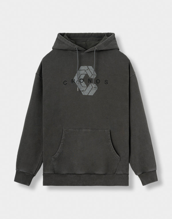 CRONOS COTTON DEPTH HOODIE【V BLACK】