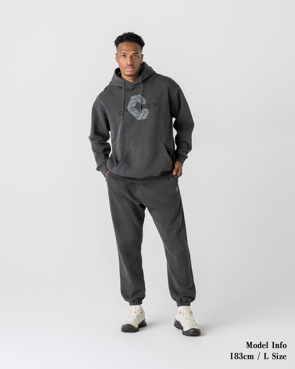 CRONOS COTTON DEPTH HOODIE【V BLACK】