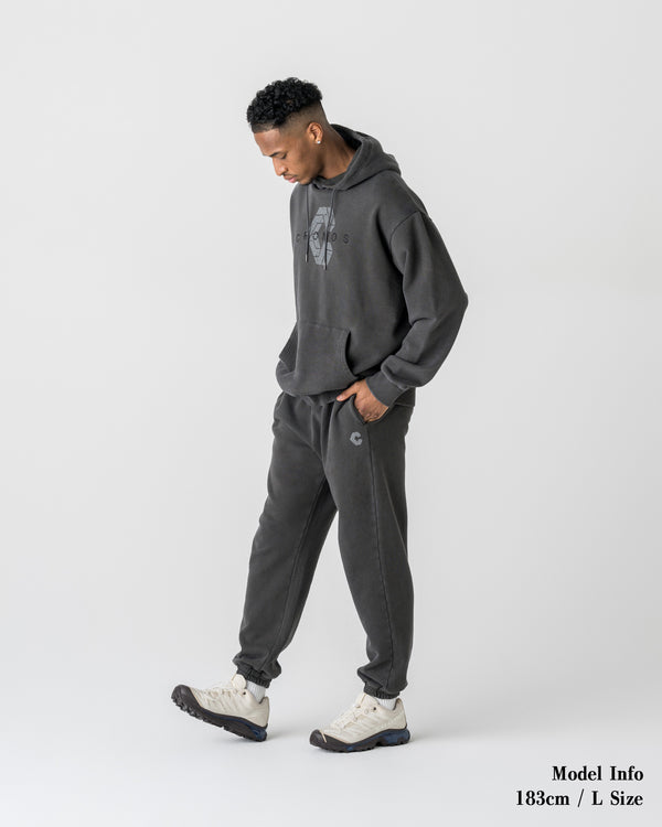 CRONOS COTTON DEPTH HOODIE【V BLACK】