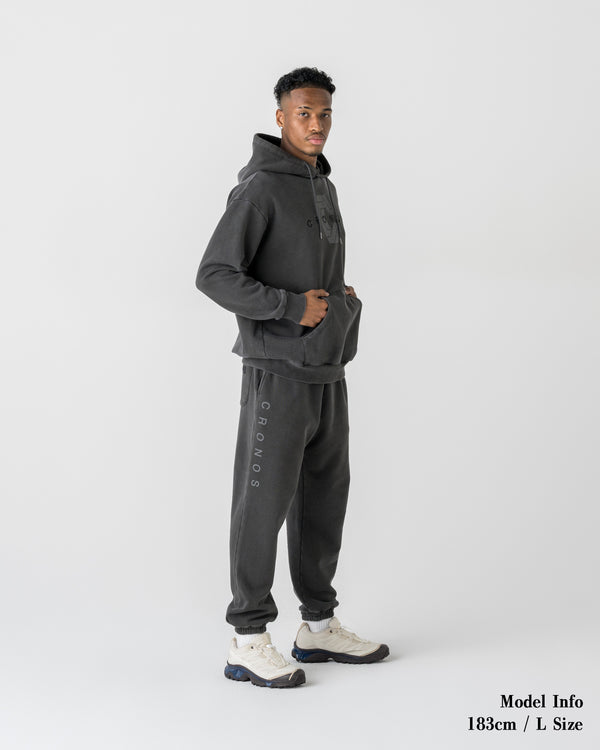 CRONOS COTTON DEPTH HOODIE【V BLACK】