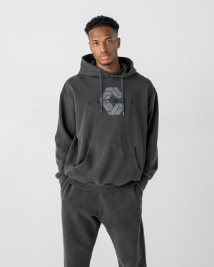 CRONOS COTTON DEPTH HOODIE【V BLACK】