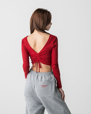 CRONOS WOMEN Airy Tie Active Long Sleeve【RED】