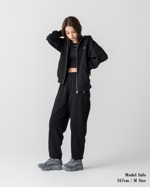 CRONOS WOMEN Smooth Relax Zip Hoodie【BLACK】