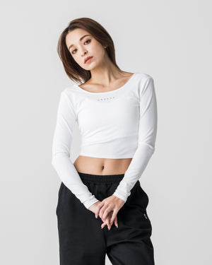CRONOS WOMEN Airy Tie Active Long Sleeve【WHITE】
