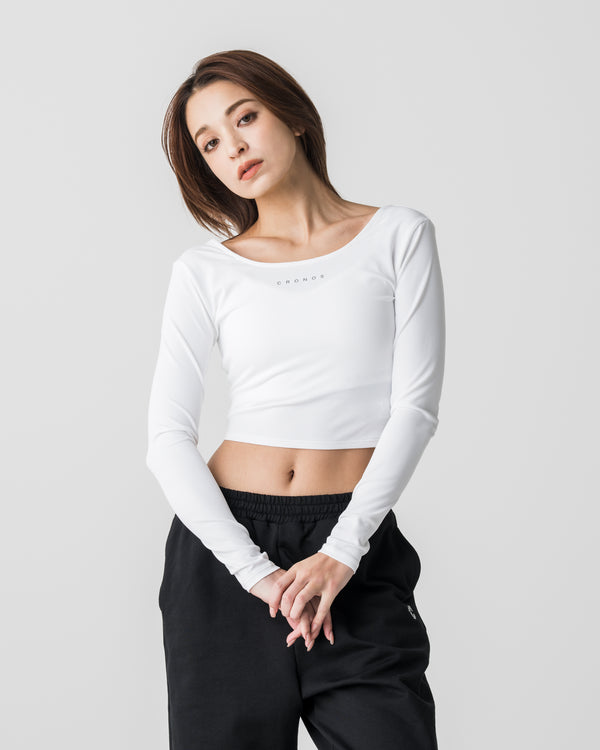 CRONOS WOMEN Airy Tie Active Long Sleeve【WHITE】