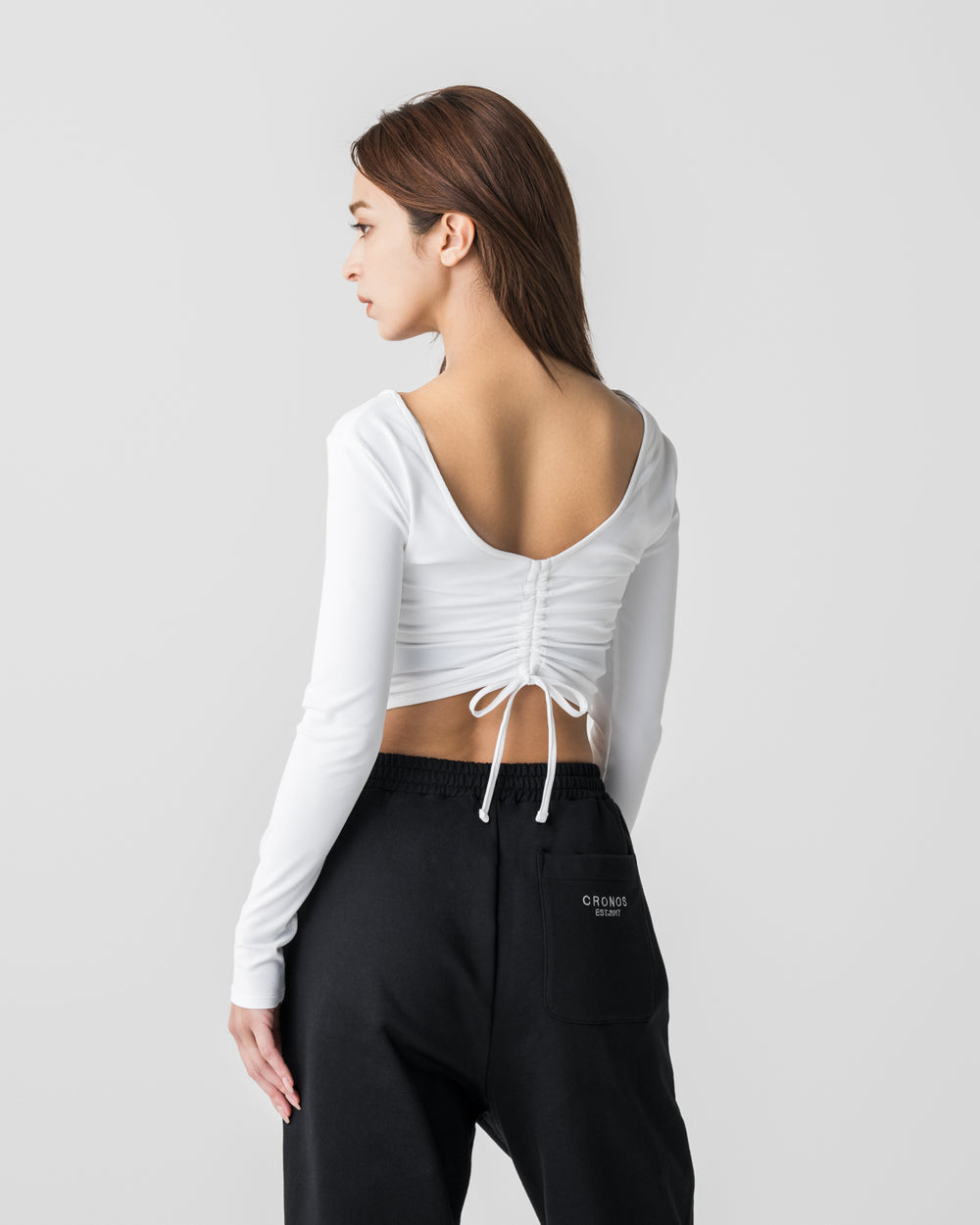 CRONOS WOMEN Airy Tie Active Long Sleeve [WHITE]