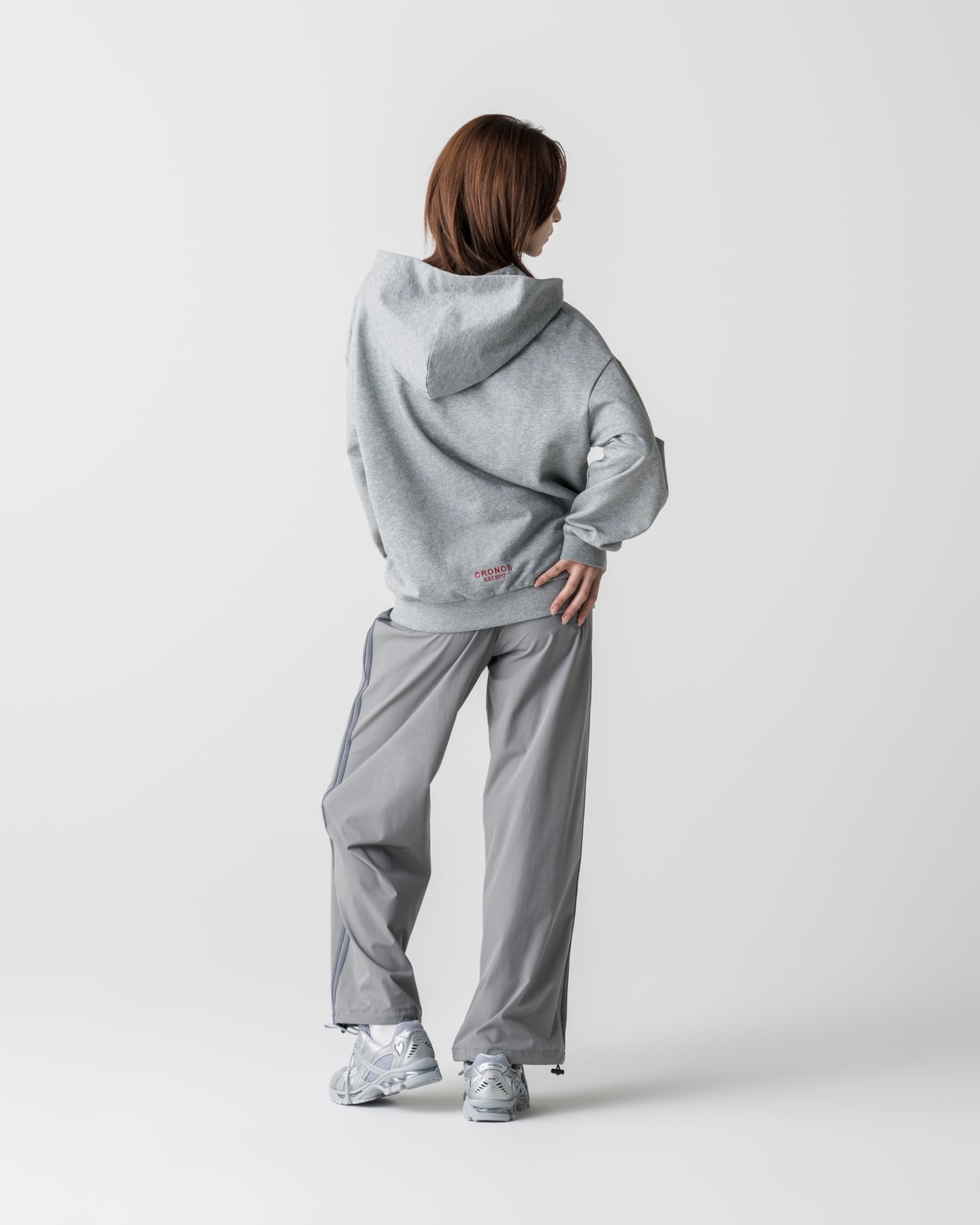 CRONOS WOMEN Smooth Relax Zip Hoodie【GRAY】
