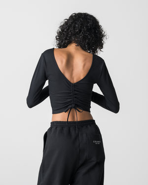 CRONOS WOMEN Airy Tie Active Long Sleeve [BLACK]