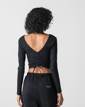 CRONOS WOMEN Airy Tie Active Long Sleeve [BLACK]