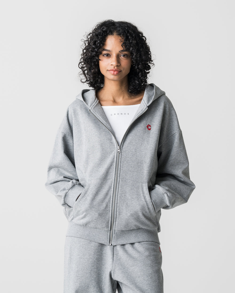 CRONOS WOMEN Smooth Relax Zip Hoodie [GRAY]