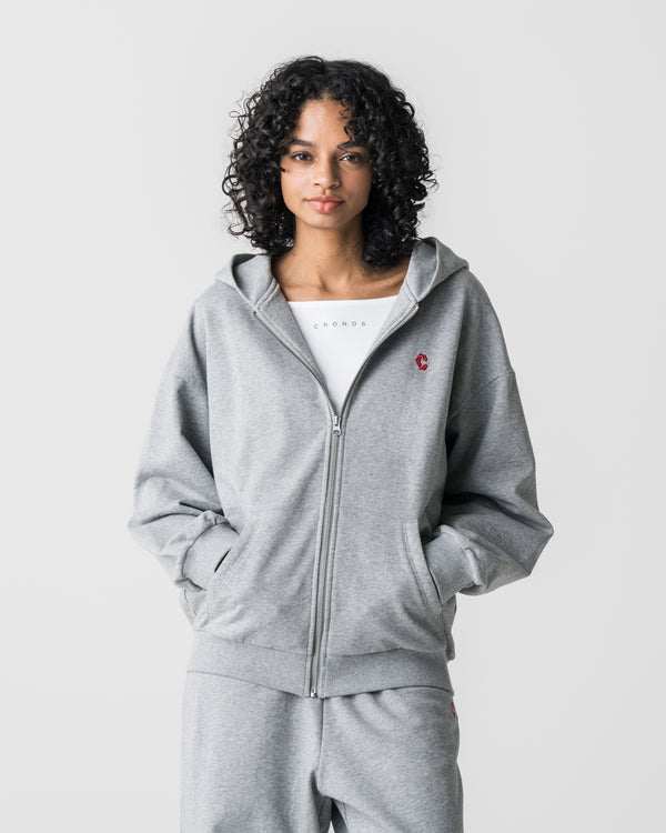 CRONOS WOMEN Smooth Relax Zip Hoodie [GRAY]
