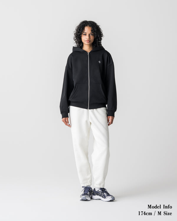 CRONOS WOMEN Smooth Relax Zip Hoodie【BLACK】