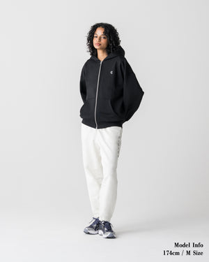 CRONOS WOMEN Smooth Relax Zip Hoodie【BLACK】