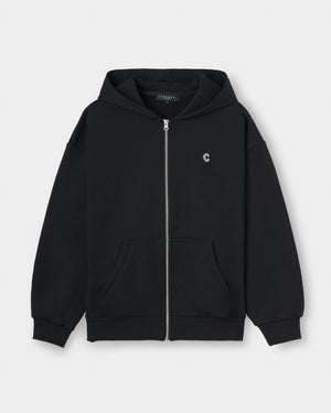 CRONOS WOMEN Smooth Relax Zip Hoodie【BLACK】