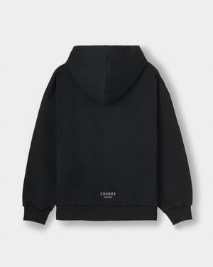 CRONOS WOMEN Smooth Relax Zip Hoodie【BLACK】