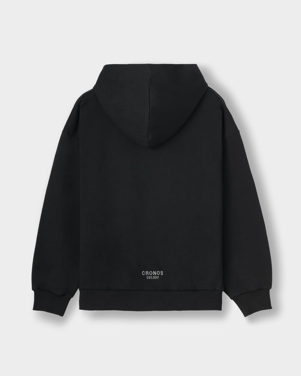 CRONOS WOMEN Smooth Relax Zip Hoodie【BLACK】