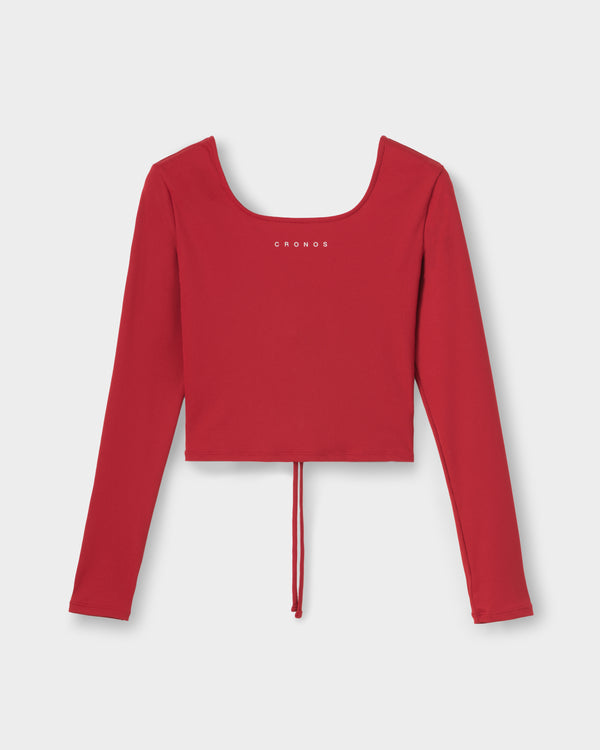 CRONOS WOMEN Airy Tie Active Long Sleeve【RED】