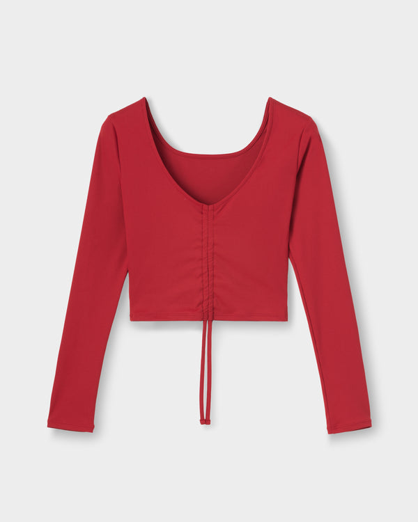CRONOS WOMEN Airy Tie Active Long Sleeve【RED】