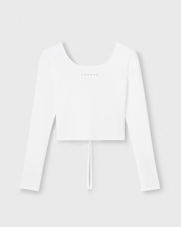 CRONOS WOMEN Airy Tie Active Long Sleeve【WHITE】