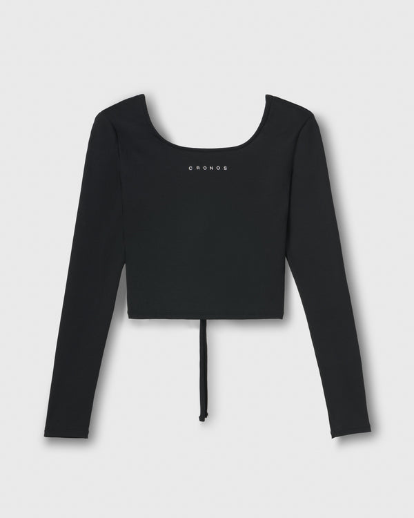 CRONOS WOMEN Airy Tie Active Long Sleeve [BLACK]
