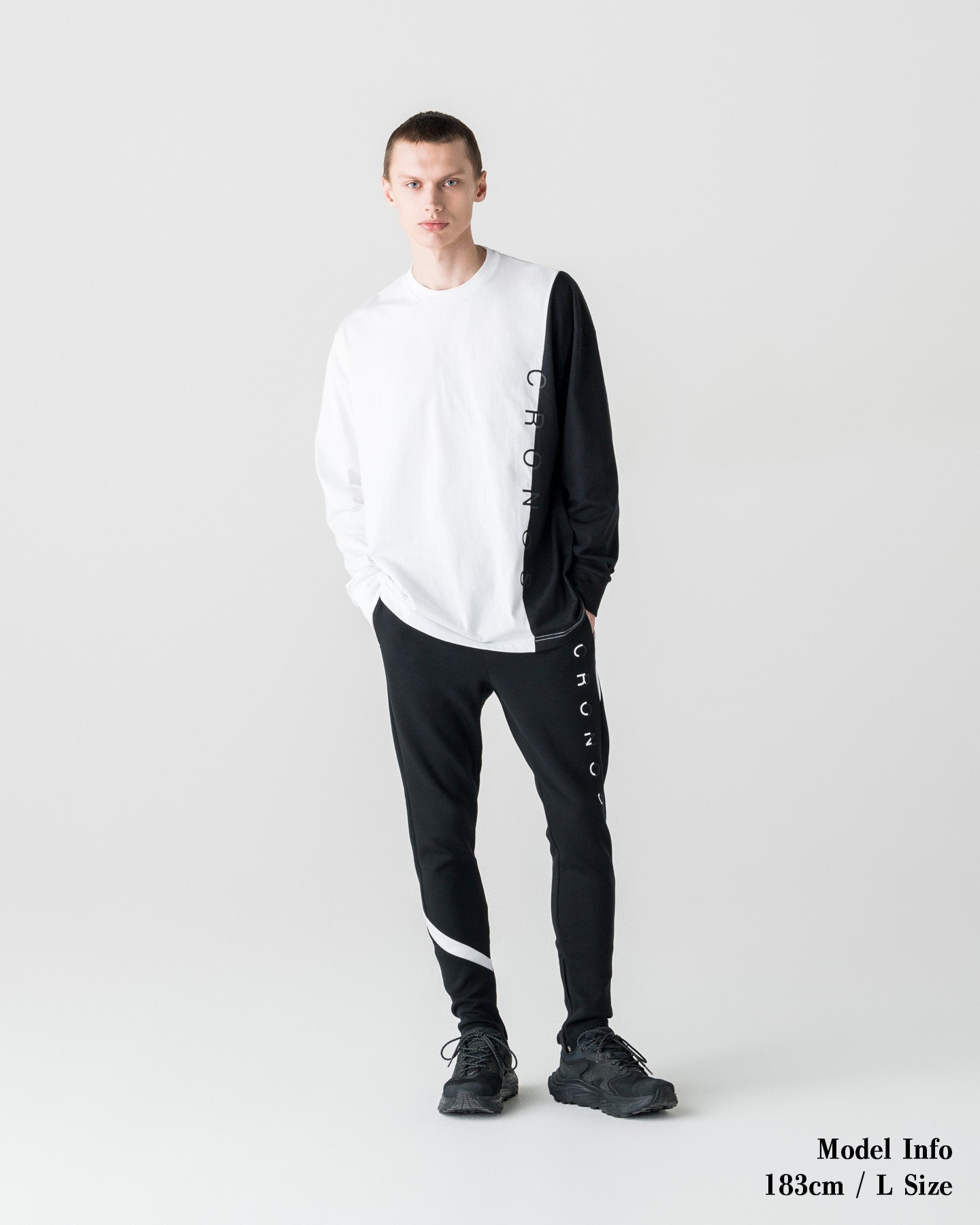 クロノス CRONOSスリムフィットパンツ ブラック×ホワイト Lサイズ CRONOS LIGHTWEIGHT HYBRID Pants【BLACK】