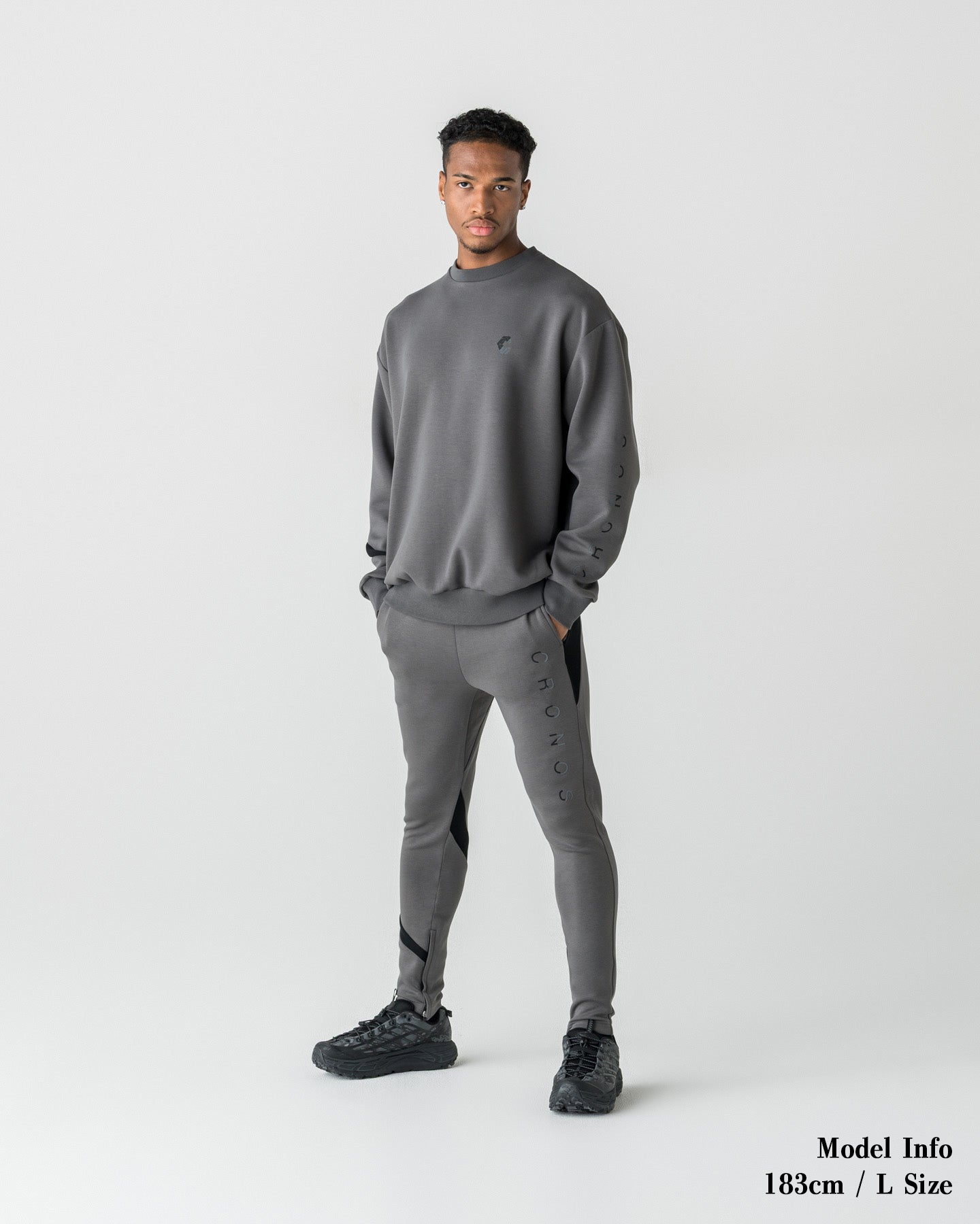 CRONOS グレージュ　スウェット Lサイズ CRONOS CROSSLINE L/S TEE【GREIGE】