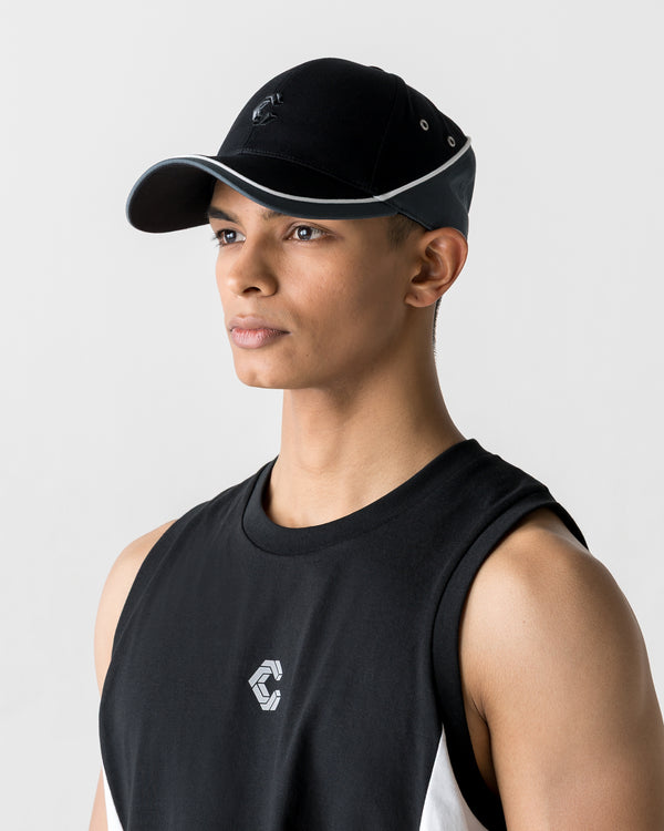 CRONOS 雙色拼接帽簷棒球帽 [黑色]