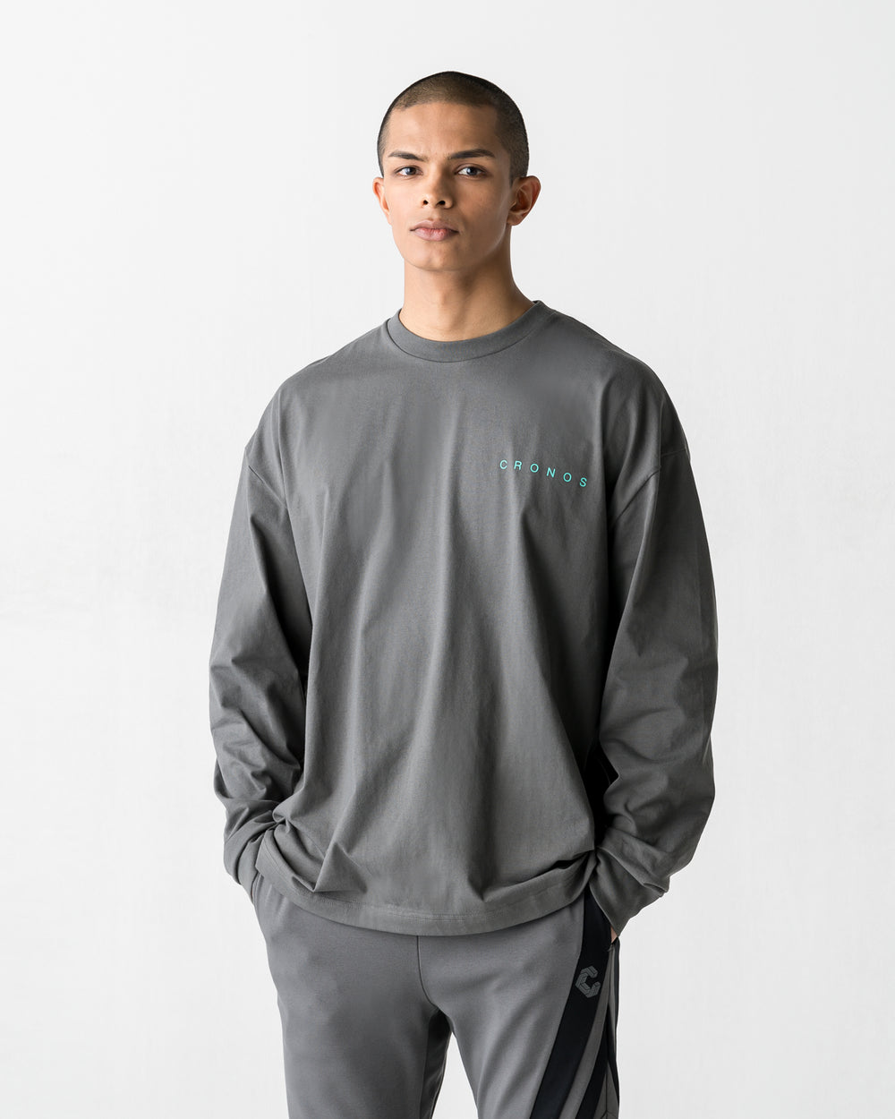 CRONOS BACK STATEMENT L/S TEE【D.GRAY】
