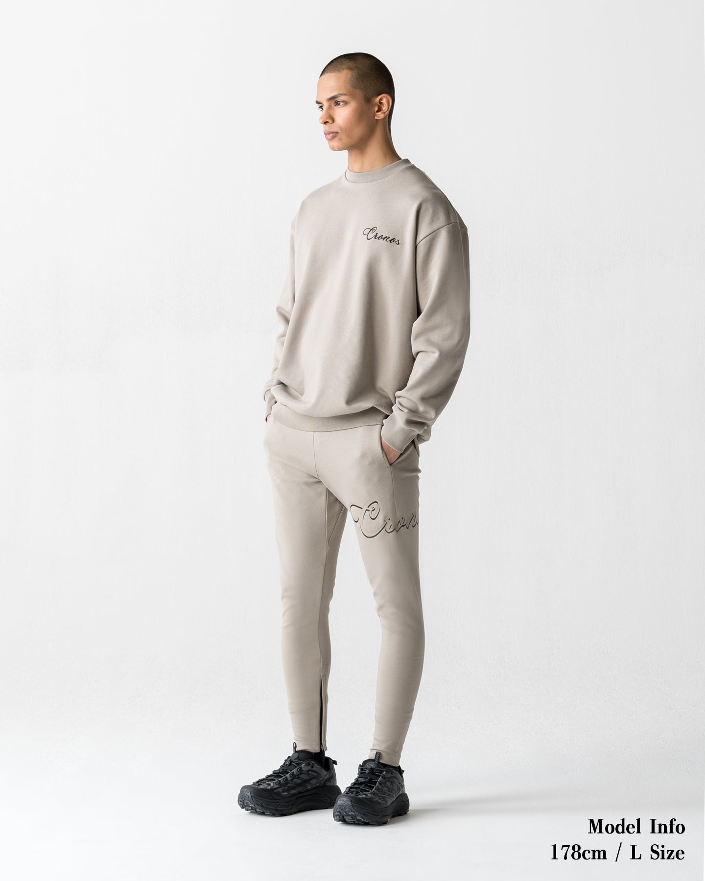 CRONOS HIGH TENSION SCRIPT SKINNY PANTS【GREIGE】