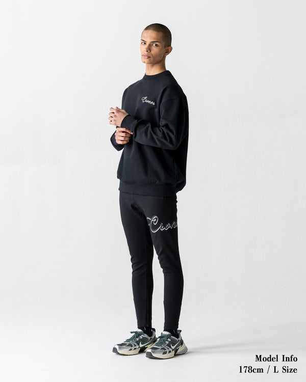 CRONOS HIGH TENSION SCRIPT SKINNY PANTS【BLACK】