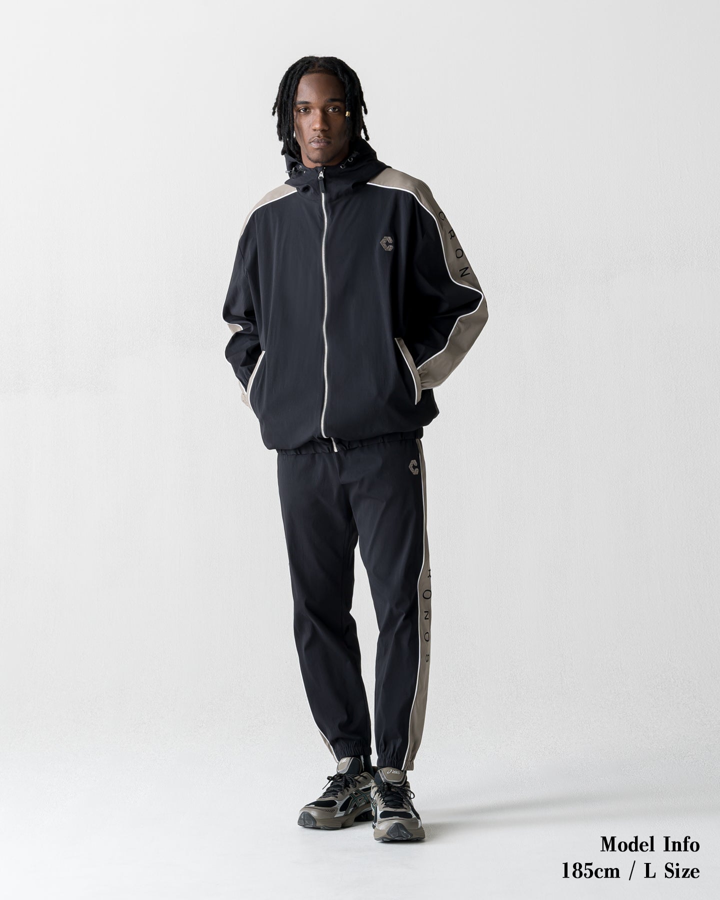 CRONOS VISION PIPING PANTS【BLACK×TAUPE】