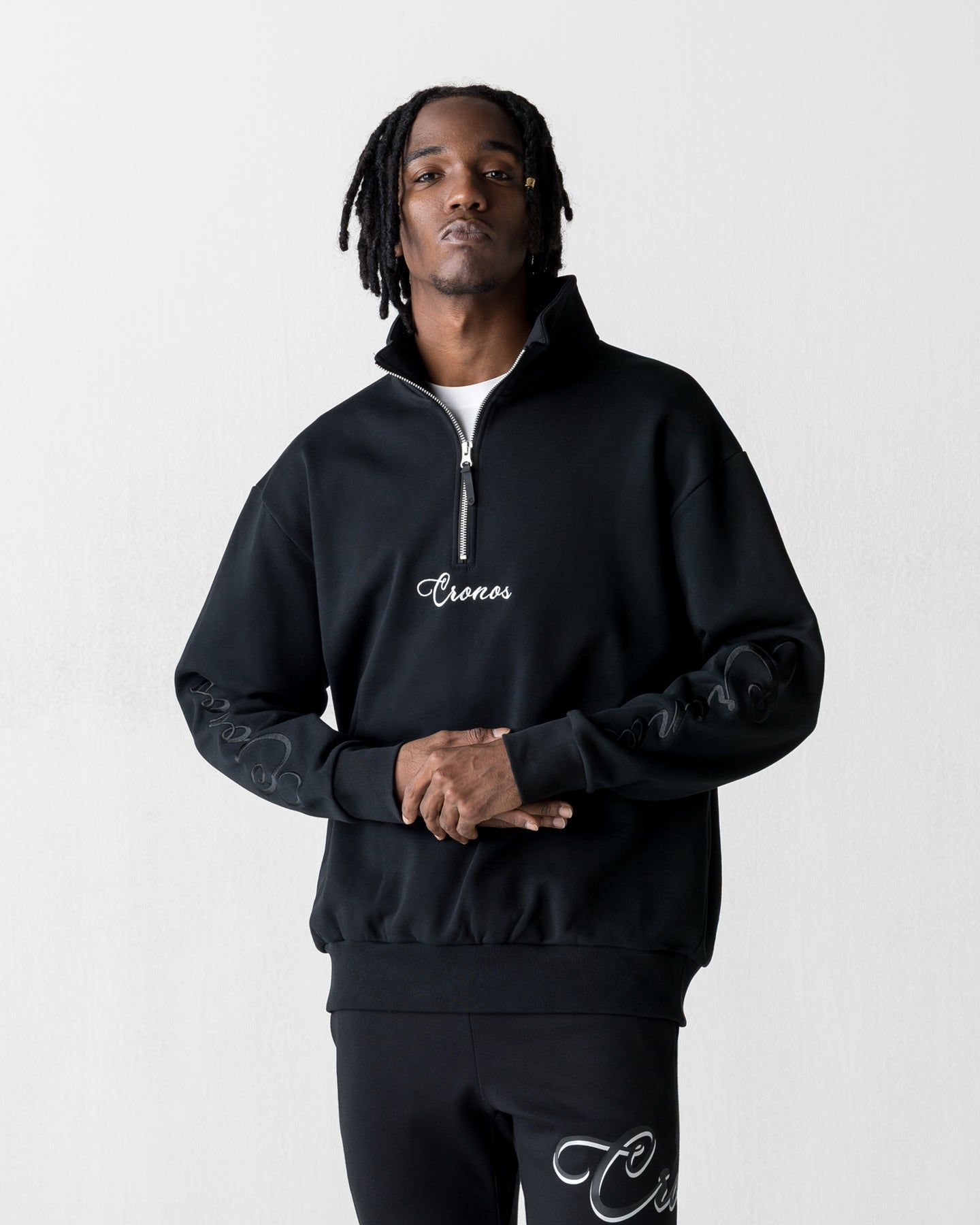 CRONOS ブラック ストライプ トレーナー Lサイズ CRONOS TWIN STRIPE L/S TEE【NAVY】