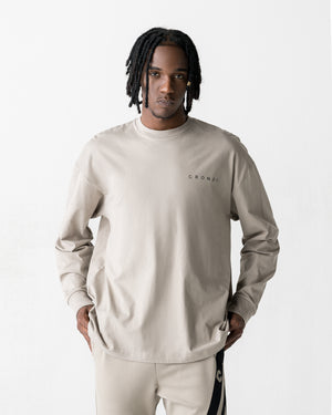 CRONOS BACK STATEMENT L/S TEE【GREIGE】