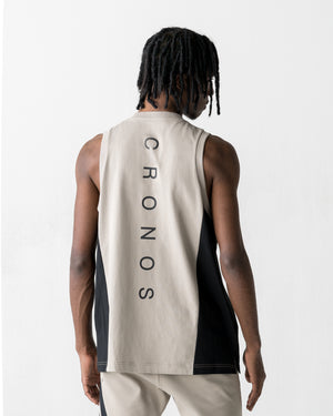 CRONOS SPLIT  LOGO SLEEVELESS【GREIGE】