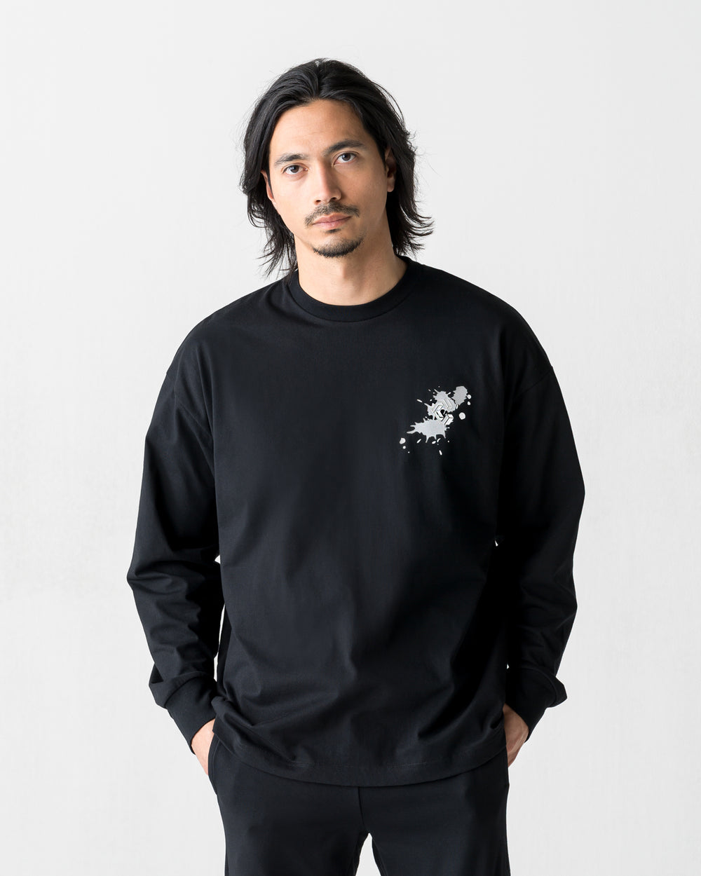 CRONOS PAINT STROKE L/S TEE【BLACK】