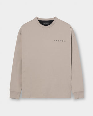 CRONOS BACK STATEMENT L/S TEE【GREIGE】